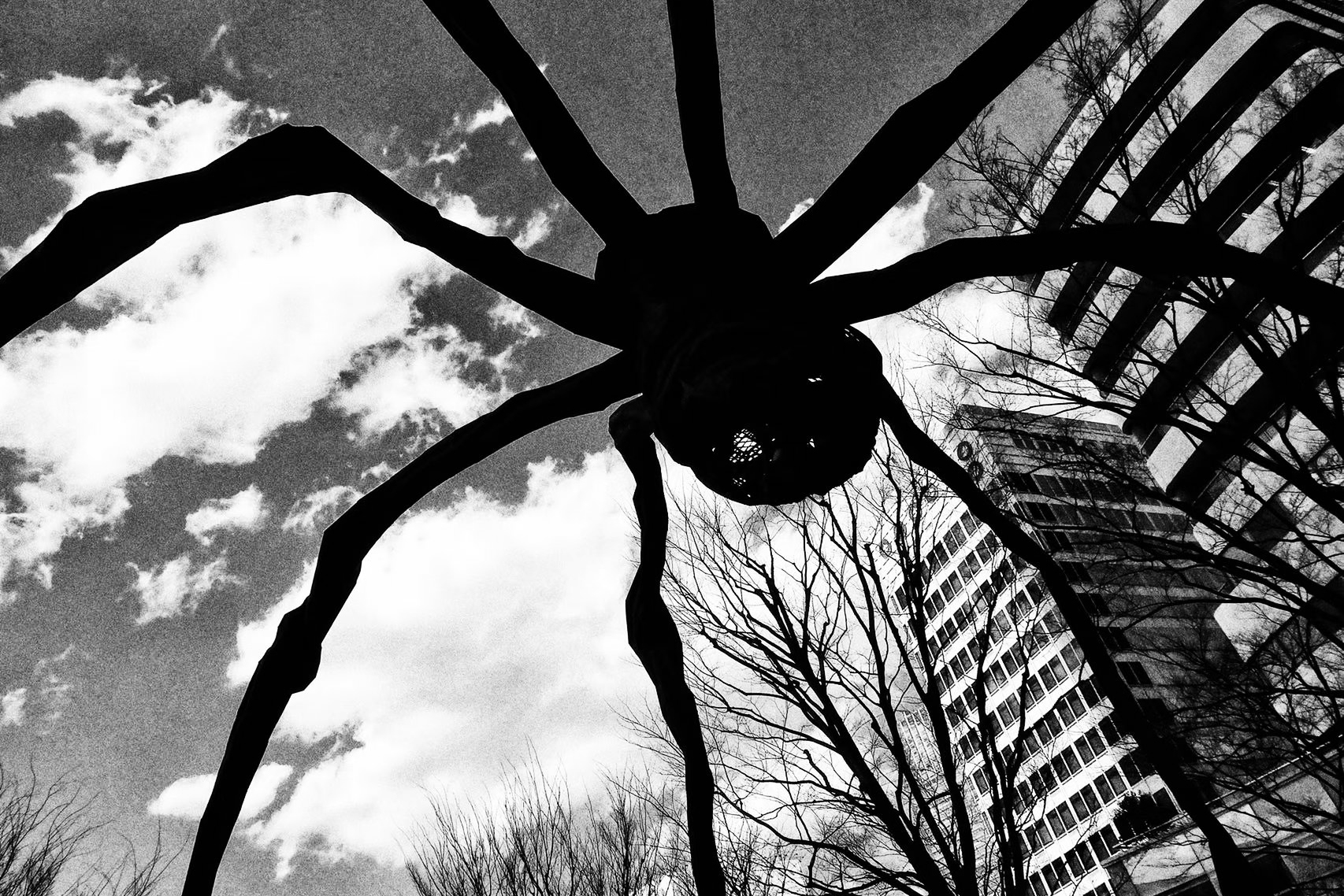 A black-and-white street image reminiscent of Moriyama